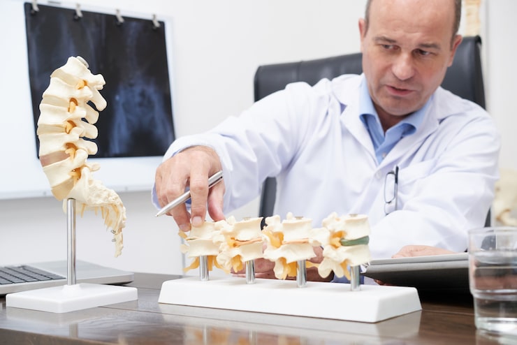 Terapeuta explicando a un paciente los síntomas de su dolor articular durante la consulta