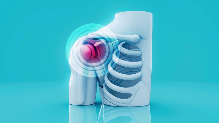 Ilustración 3D de inflamación y dolor articular tratados en la Unidad de Cadera en Lima de Novotrauma